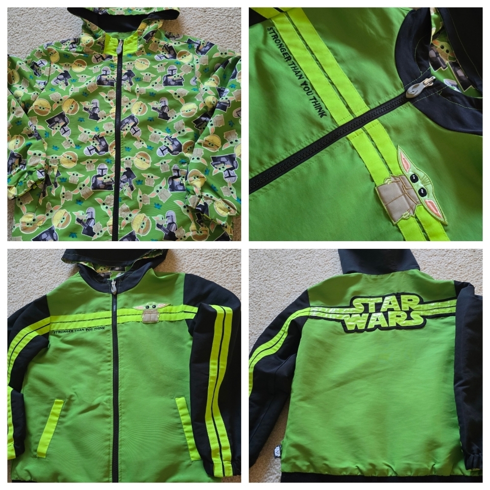 REVERSIBLE Disney Store Mandalorian Star Wars Grogu Baby Yoda Hooded Jacket Coat